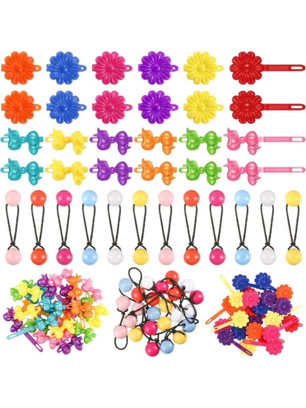 60 Pcs Girls Hair Clips & Barrettes - Cute Ponytail Holders & Accessories